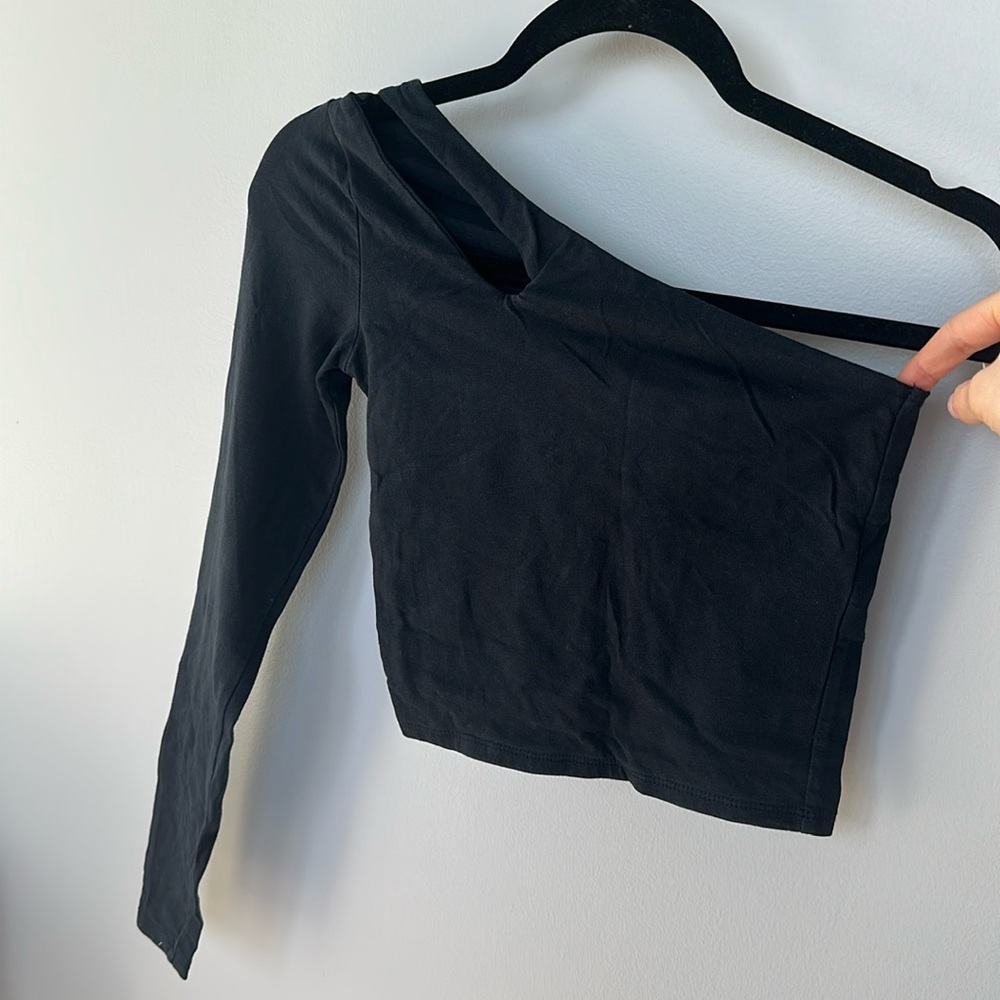 Abercrombie One-Shoulder Black Green Crop Top (XXS)